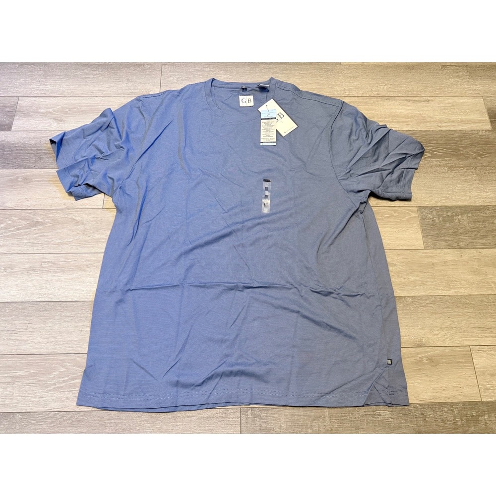 Geoffrey Beene T-Shirt Mens XXL Blue Textured Ribbed Short Sleeve Crew Neck NEW